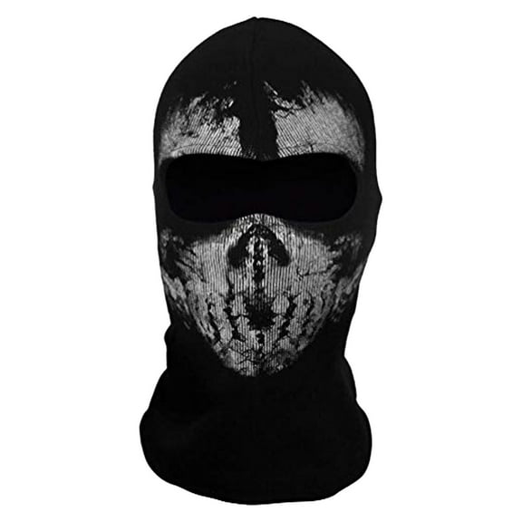 MVNSFEW Unisex Ghost Print Stocking Mask Good for War Game Black Ghosts Skull Full Face Mask