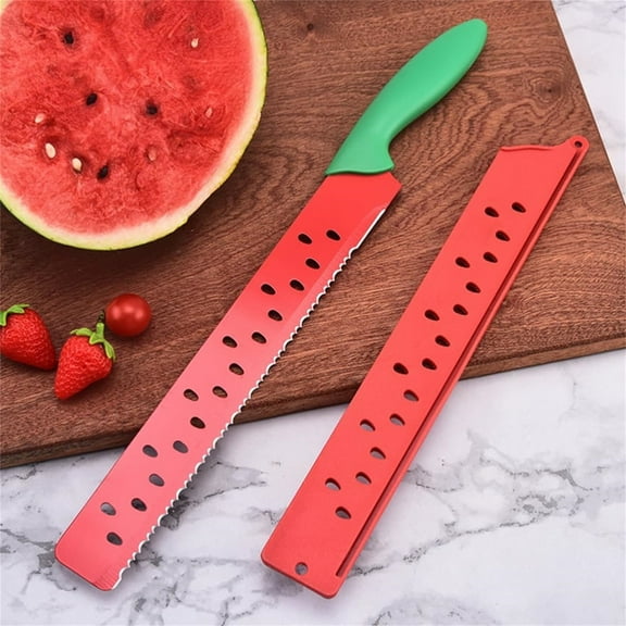 MVNSFEW Watermelon Knife, Stainless Steel -- Deluxe Watermelon Cutter Slicer with Sheath (Kitchen Decor, Party Supplies)