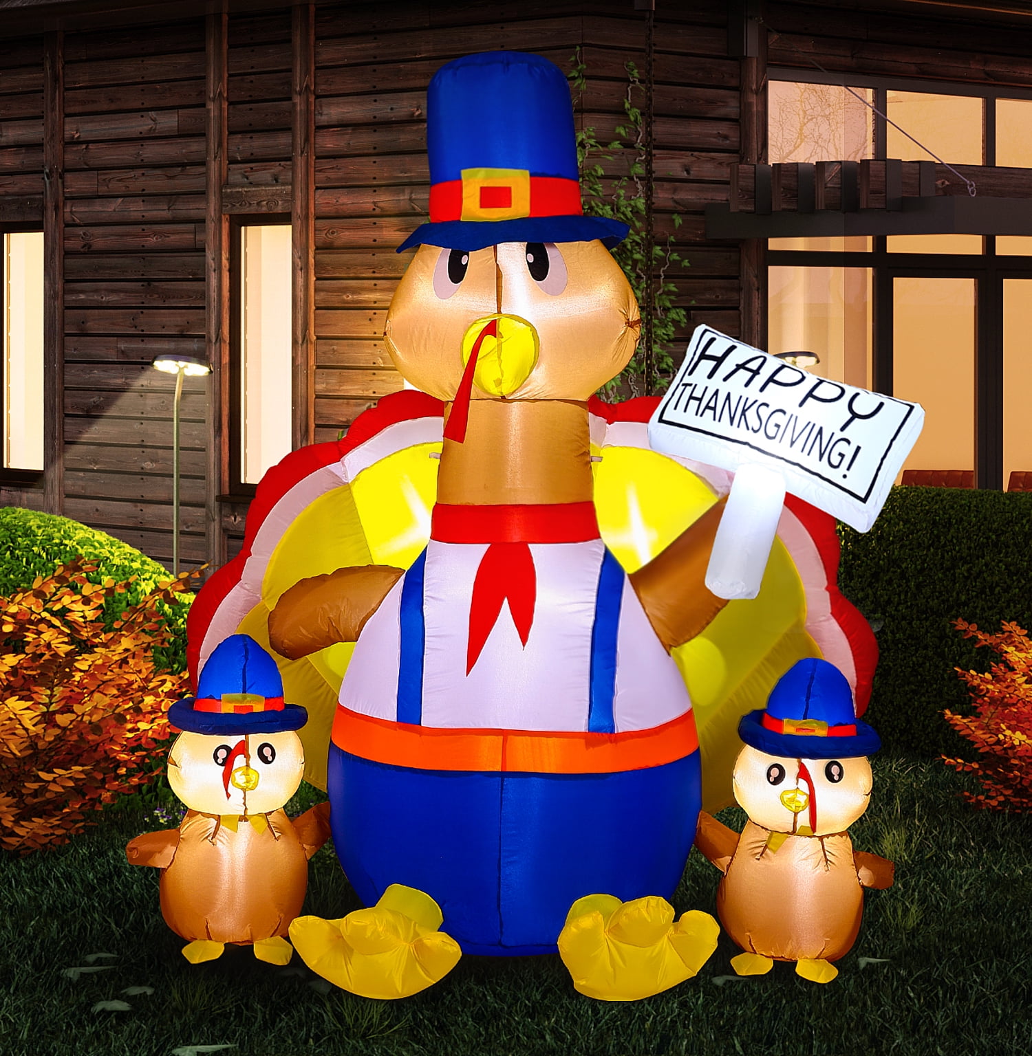 MVP BOY Thanksgiving Inflatable Turkey Decorations 5FT LED Lights Blow ...