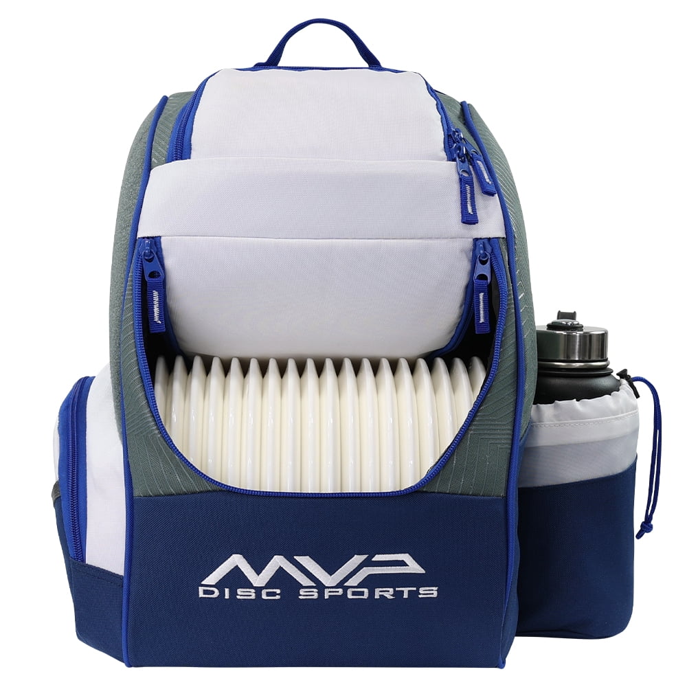 MVP Disc Sports Shuttle Disc Golf Backpack Bag (Light Gray/Slate Blue)
