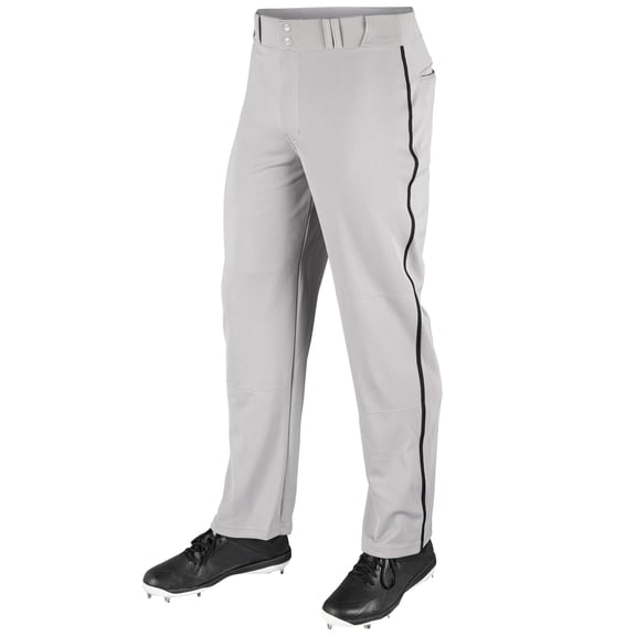 MVP Open Bottom Baseball Pants with Braid, Adult Small, Grey with Black Braid