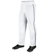 MVP Open Bottom Baseball Pants with Braid, Adult Small, White with Navy Braid
