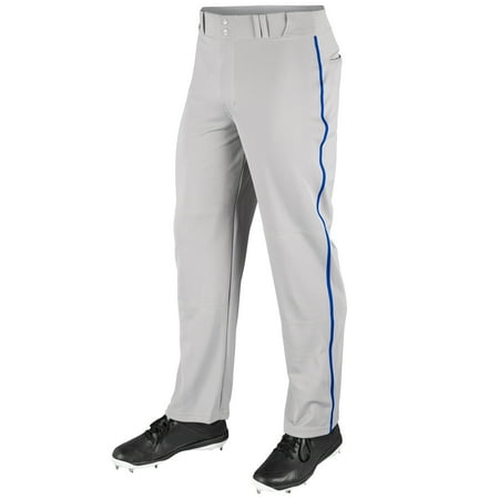 MVP Open Bottom Baseball Pants with Braid, Youth X-Small, Grey with Royal Braid