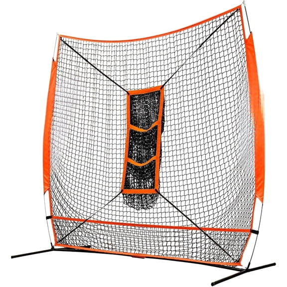 MVP Portable Baseball/Softball Training Screen with 3-Pocket Training Zone Target Net Attachment, 7 x 7