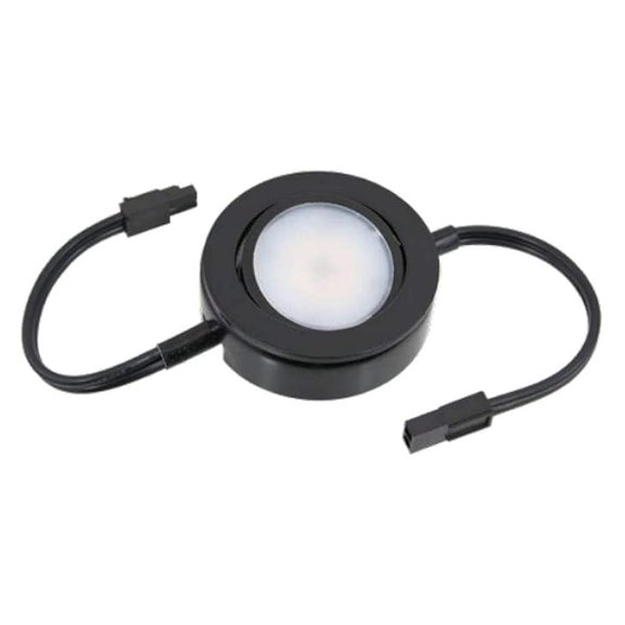 MVP Single Linking Puck with 6-Inch Lead/Tail Wiresand Mounting Screws, Dimmable Swivel LED, Linkable, cETLus Listed, 2-3/4-Inch, 3000K Black, Single Linking Puck