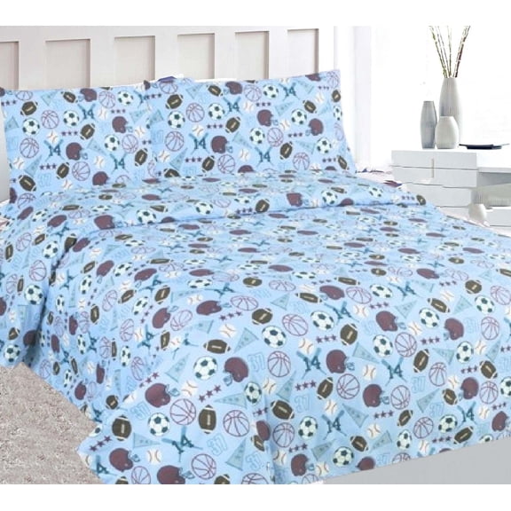 MVP Sports New 4Pc Full Colorful Soft & Vibrant Printed Pattern Microfiber Bedding Sheet Set Flat sheet, Fitted sheet, and 2 Pillowcases