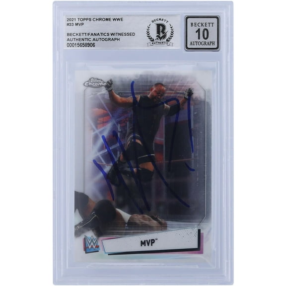 MVP WWE Autographed 2021 Topps Chrome #33 Beckett Fanatics Witnessed Authenticated 10 Card - Fanatics Authentic Certified