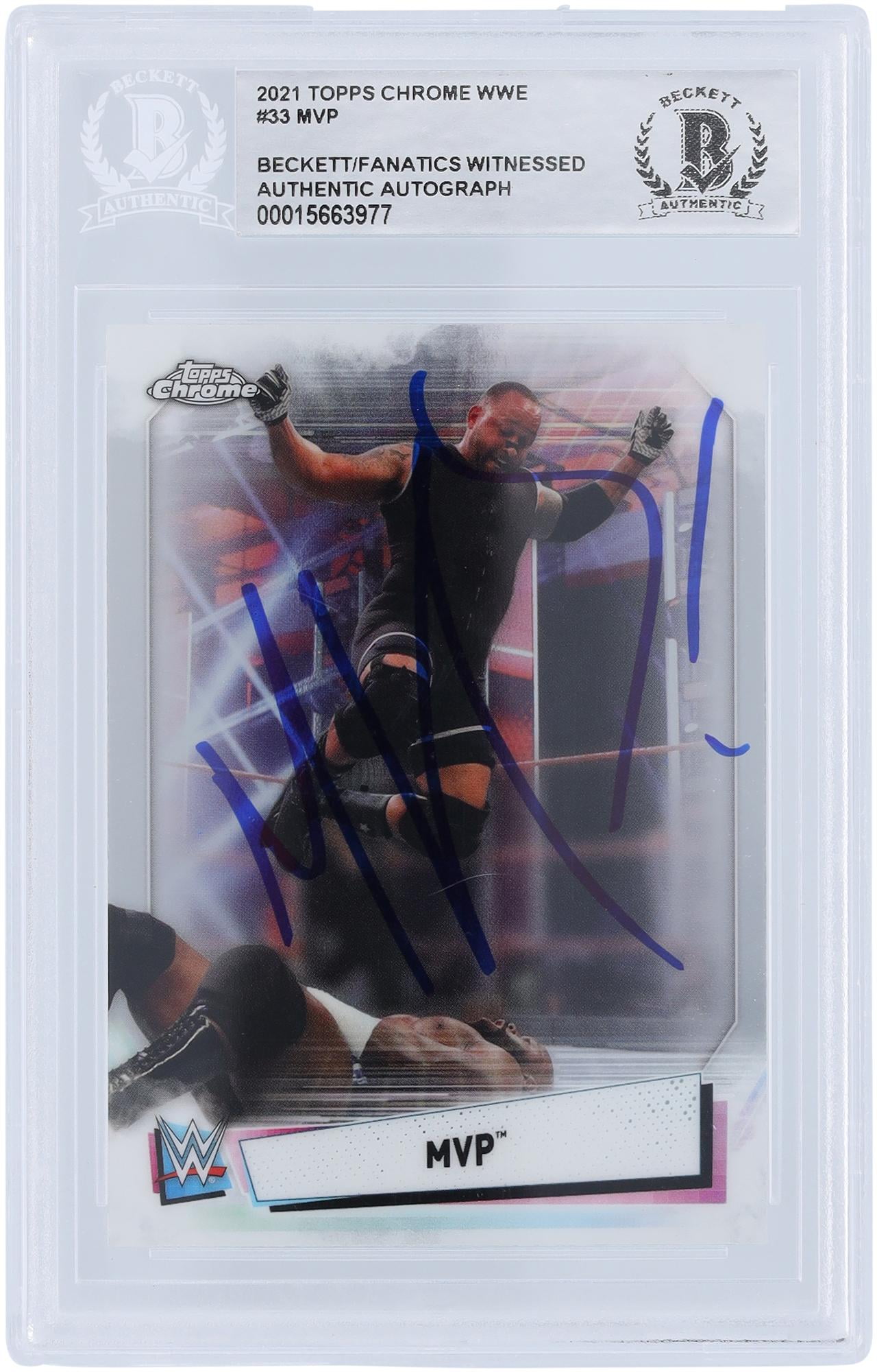 MVP WWE Autographed 2021 Topps Chrome #33 Beckett Fanatics Witnessed Authenticated Card - Fanatics Authentic Certified