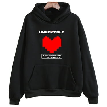 MVPCLO Undertale Game You're Filled with Determination Hoodies Casual Long Sleeve Sweatshirt