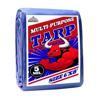 MVPNET 8 ft x 6 ft 5 mil Blue Polyethylene (PE) Heavy-Duty Tarp, 1 Piece