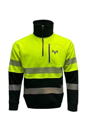 HI VIS Fleece 1/4 Zipper Crew Neck Sweatshirt Size XL