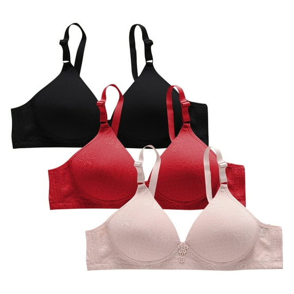MVRLSH Bras for Women Sports 3 Pack Underwire Breathable Full Support Plus Size Brassiere Everyday Bra Older Gathered Comfortable Daily Everyday Bras