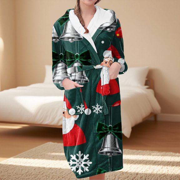 MVRLSH Christmas Pajamas Long Sleeve Warm Trendy Winter Bathrobe Soft Polyester Loungewear Comfortable Sleepwear Multicolor M-3Xl