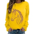thumbnail image 1 of MVRLSH Essentials Hoodies for Women Horse Riding Graphic Crewneck Loose Long Sleeve Casual Pullover Tops Spring Fall Layering Daily Outfit Match Sweatshirt Yellow - XXXL, 1 of 7