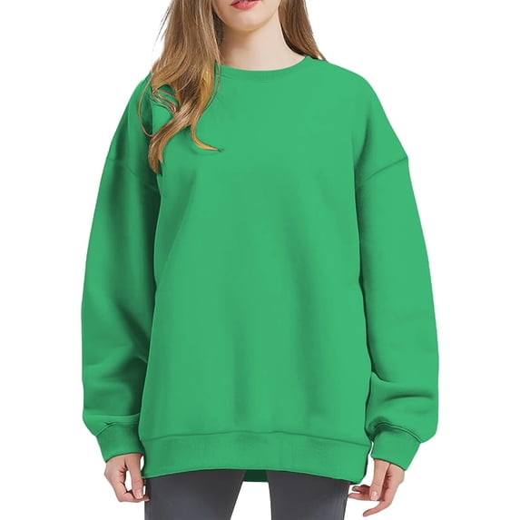 MVRLSH Essentials Hoodies for Women Quote Saying Loose Fit Long Sleeve Basic Crewneck Gift Spring Fall Layering Daily Outfit Match Sweatshirt Green - M