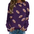 thumbnail image 1 of MVRLSH Essentials Hoodies for Women Sequin Football Graphic Crewneck Long Sleeve Casual Pullover Spring Fall Layering Daily Outfit Match Sweatshirt Purple - XL, 1 of 4
