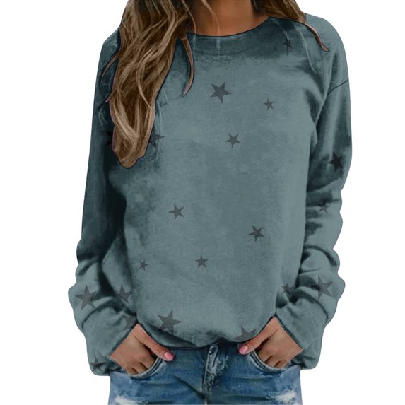 MVRLSH Essentials Hoodies for Women Soft Printed O Neck Long Sleeve Warm Winter Casual Tops Spring Fall Layering Daily Outfit Match Sweatshirt Green - XL