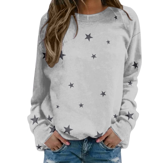 MVRLSH Essentials Hoodies for Women Soft Printed O Neck Long Sleeve Warm Winter Casual Tops Spring Fall Layering Daily Outfit Match Sweatshirt Multicolor - M