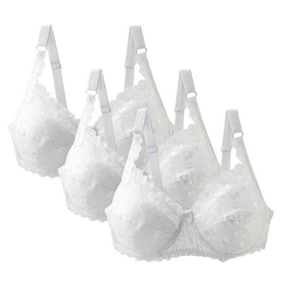 MVRLSH Everyday Bras Women's Casual Fashion Large Size Bra Thin Sponge Underwear Sexy Lace Bra 3PC Bralettes