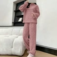 thumbnail image 1 of MVRLSH Fall Pajamas Women Fuzzy Pajama Sets Warm Cozy Winter Fleece Set Loose Comfy Plush Sleepwear With Coral Velvet Pink One Size, 1 of 5