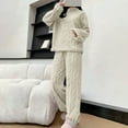 thumbnail image 1 of MVRLSH Fall Pajamas Women Fuzzy Pajama Sets Warm Cozy Winter Fleece Set Loose Comfy Plush Sleepwear With Coral Velvet White One Size, 1 of 5