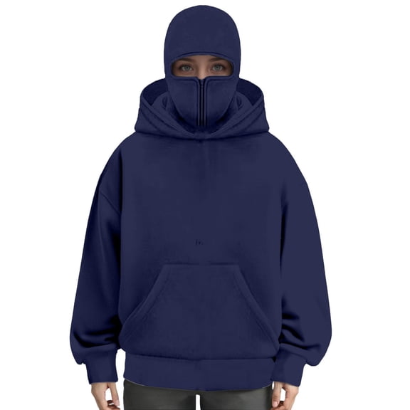 MVRLSH Hoodies For Women Spring Autumn Casual Plaid Printed Hooded Sweatshirt Button Lapel Long Sleeve Polyester Blue M-Xxl