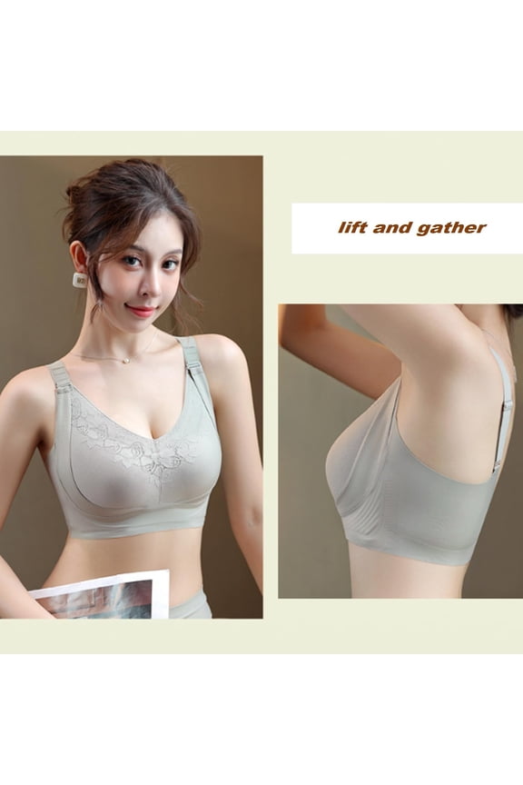 Jelly Bras For Women Comfort Lifting Bra For Seniors Anti Sagging Back Muscles Support Wireless Soft Black 34-42