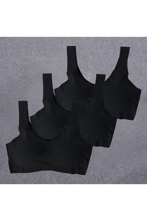 Jelly Bras For Women Ice Gather Yoga Sports Bra Running Vest Large Size Nylon Spandex Support 3 Pack Black M-Xxl