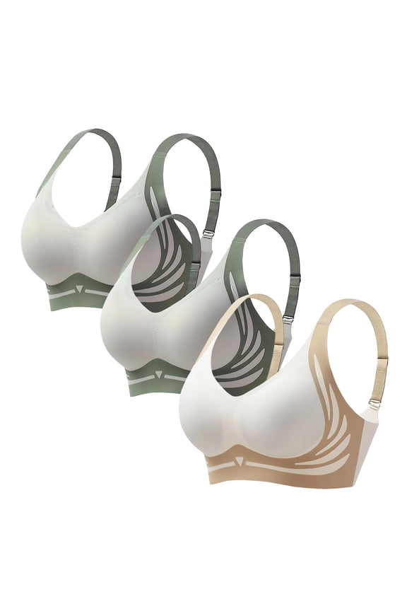 Jelly Bras For Women Powerful Bra For Women No Underwire Wireless Full Coverage Back Smoothing Bralette 3 Pack M-4Xl