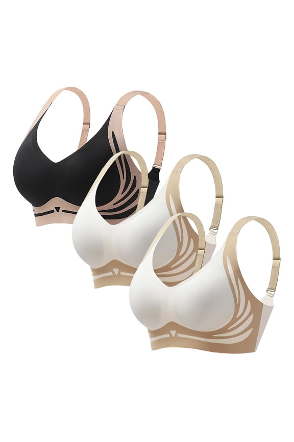 Jelly Bras For Women Powerful Bra For Women No Underwire Wireless Full Coverage Back Smoothing Bralette 3 Pack Green M-4Xl