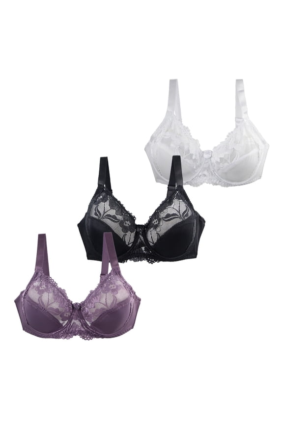 Jelly Bras For Women Womens Bcdef Cup Lace Bra Plus Size Lightweight Comfort Daily Wear Multicolor 80D-105F