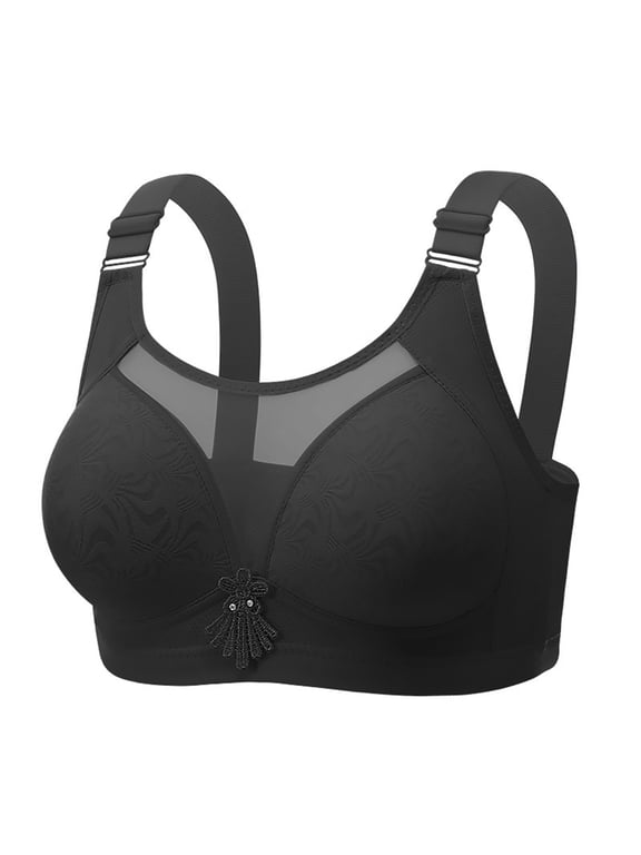 Jelly Bras For Women Womens Front Bra No Wires Anti Sagging Back Shaping Nylon Spandex Slim Fit Support Black 36-46