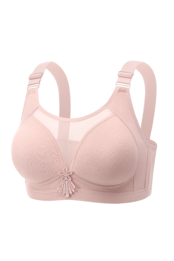Jelly Bras For Women Womens Front Bra No Wires Anti Sagging Back Shaping Nylon Spandex Slim Fit Support Pink 36-46