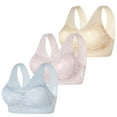 thumbnail image 1 of MVRLSH Jelly Bras For Women Womens No Underwire Comfort Sports Bra Padded Lace Soft Stretch 3 Pack Blue M-4Xl, 1 of 9