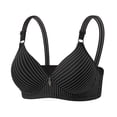 thumbnail image 1 of MVRLSH Jelly Bras For Women Womens Striped Three Hook Clasp Wireless Bra Middle Elderly Full Coverage Support Black 36-44, 1 of 8