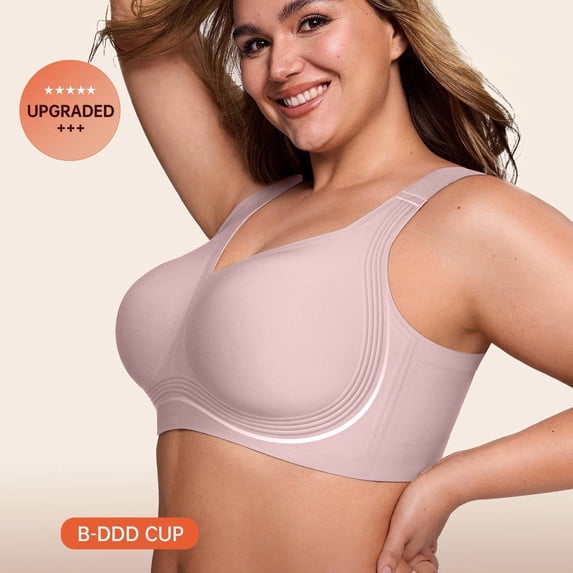 MVRLSH Jelly Bras For Women Womens Supportive Wireless Bra Full Coverage No Underwire Plus Size For Older Women Pink S-4Xl