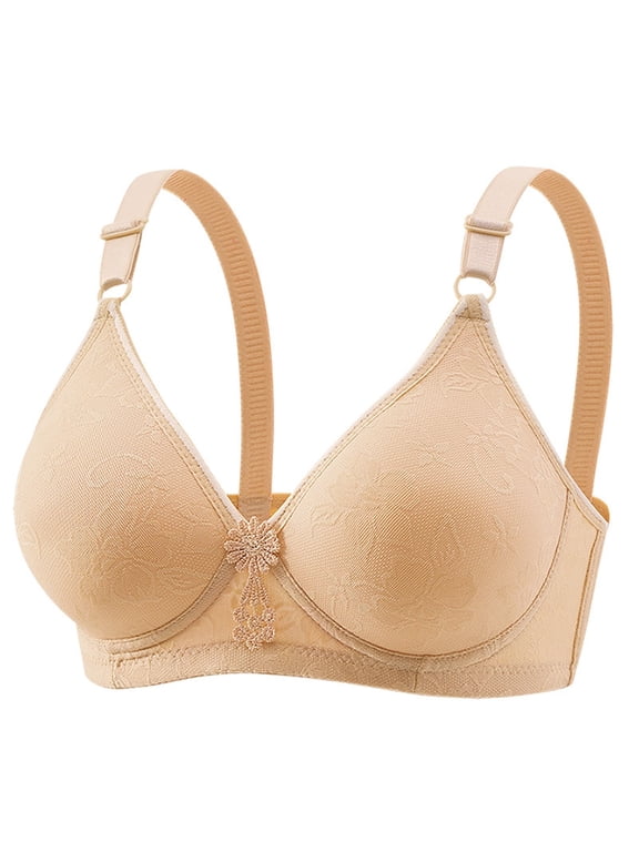 Jelly Bras For Women Womens Wireless Bra No Underwire Comfort Soft Breathable Plus Size Supportive Bralette Beige 36B-42B
