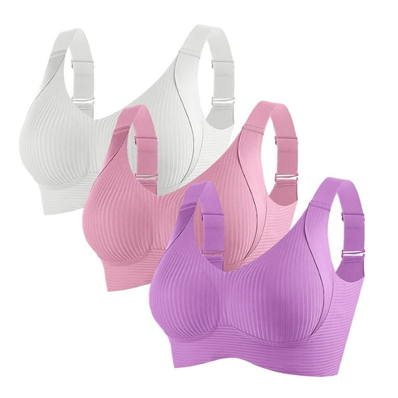 MVRLSH Jelly Bras For Women Womens Wireless Comfort Soft Bra Full Coverage Everyday No Show All Day Wear 3 Pack Multicolor M-3Xl