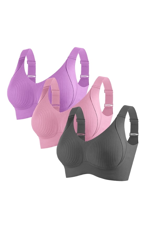 Jelly Bras For Women Womens Wireless Comfort Soft Bra Full Coverage Everyday No Show All Day Wear 3 Pack Multicolor M-3Xl