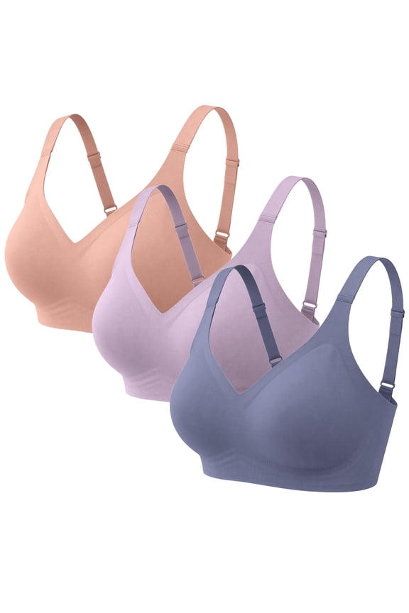 Jelly Bras For Women Womens Wireless Comfort Soft Bra Full Coverage Everyday No Show Flexible Fit 3 Pack Green M-4Xl