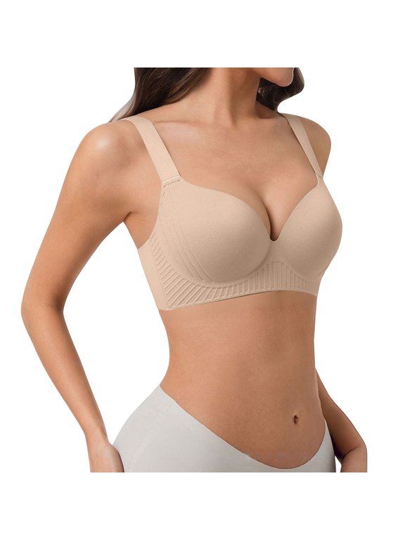 Jelly Sports Bras for Women Soft Cloud Full Coverage Unlined Wireless Plus Size Daily Lingerie Smooth Seamless Underwear Bra Brown - C