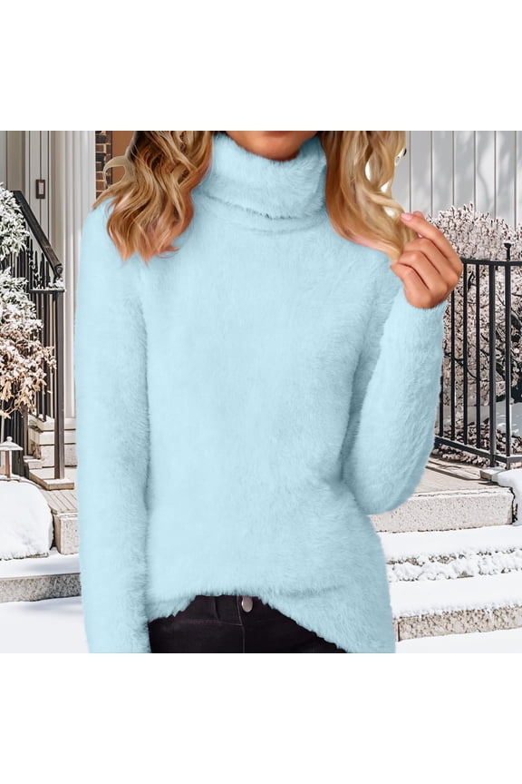 Long Sleeve Shirts For Women Long Sleeve Loose Fuzzy Coral Velvet Jumper Sweater Fashionable Soft Cozy Tops Blue S-5Xl