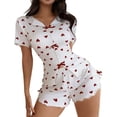 thumbnail image 1 of MVRLSH Lounge Pajama Sets for Women Cotton Linen Long Sleeve Pant Loose Two Piece Daily Night wear Suit Summer Soft Comfortable Top Red - M, 1 of 5