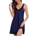 thumbnail image 1 of MVRLSH Nightgowns for Women Casual Loose Sleeveless Midi Tank With Functional Side Pockets Summer Outfit Cami Dress Blue - XXL, 1 of 7