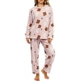 thumbnail image 1 of MVRLSH Pajamas For Women Set Fall Winter Thickened Warm Flannel Set Coral Fleece Long Sleeve 2 Piece Cozy Sleepwear For Cold Nights Yellow M-Xxl, 1 of 4