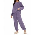 thumbnail image 1 of MVRLSH Pajamas For Women Set Fleece Comfortable Pullover Top Sleep Pants Warm Lounging Sleepwear Pajama Set Purple L-5Xl, 1 of 9