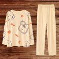 thumbnail image 1 of MVRLSH Pajamas For Women Set Soft Warm Printed Fleece Long Sleeve V-Neck Top Plaid Pants Pajama Set With Pockets Loungewear Beige M-5Xl, 1 of 3
