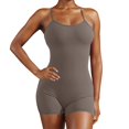 thumbnail image 1 of MVRLSH Shapewear Tummy Control Sleeveless V Back Backless Stretchy Workout Yoga One Piece Jumpsuit Body Shaper Shorts for Women Brown - M, 1 of 7