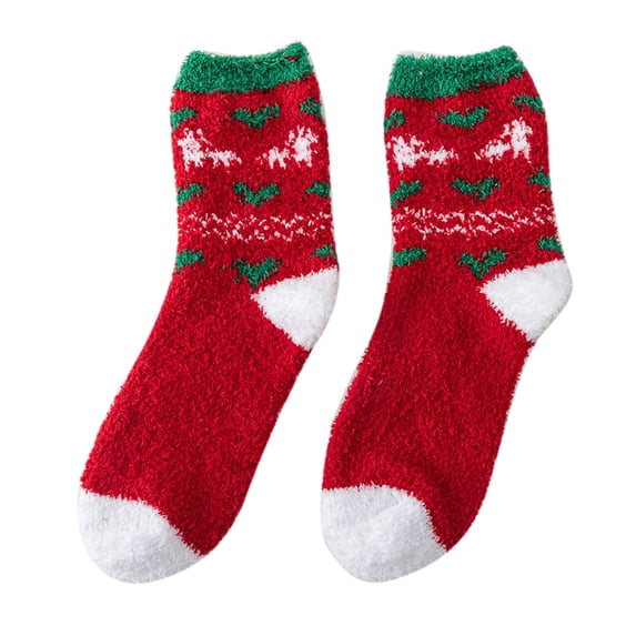 MVRLSH Socks Athletic Casual Breathable Coral Velvet Plush Christmas Home Sleeping Socks