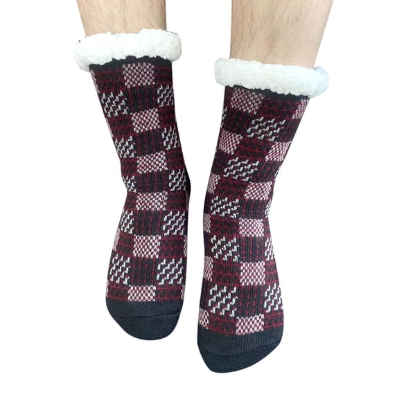 MVRLSH Socks Athletic Casual Breathable Fleece Non Slip Fluffy Thick Cozy Cabin Warm Winter Home Slipper Socks